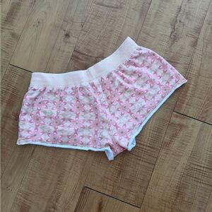 Summer Stretch Cotton Jersey Low Rise Coral Pink Floral Women’s Lounge Shorts